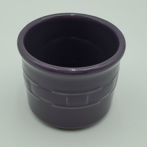 Longaberger Pottery Woven Traditions Eggplant Salt Crock Purple Pint Crock - Picture 2 of 5